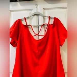 Red Cold Shoulder Blouse